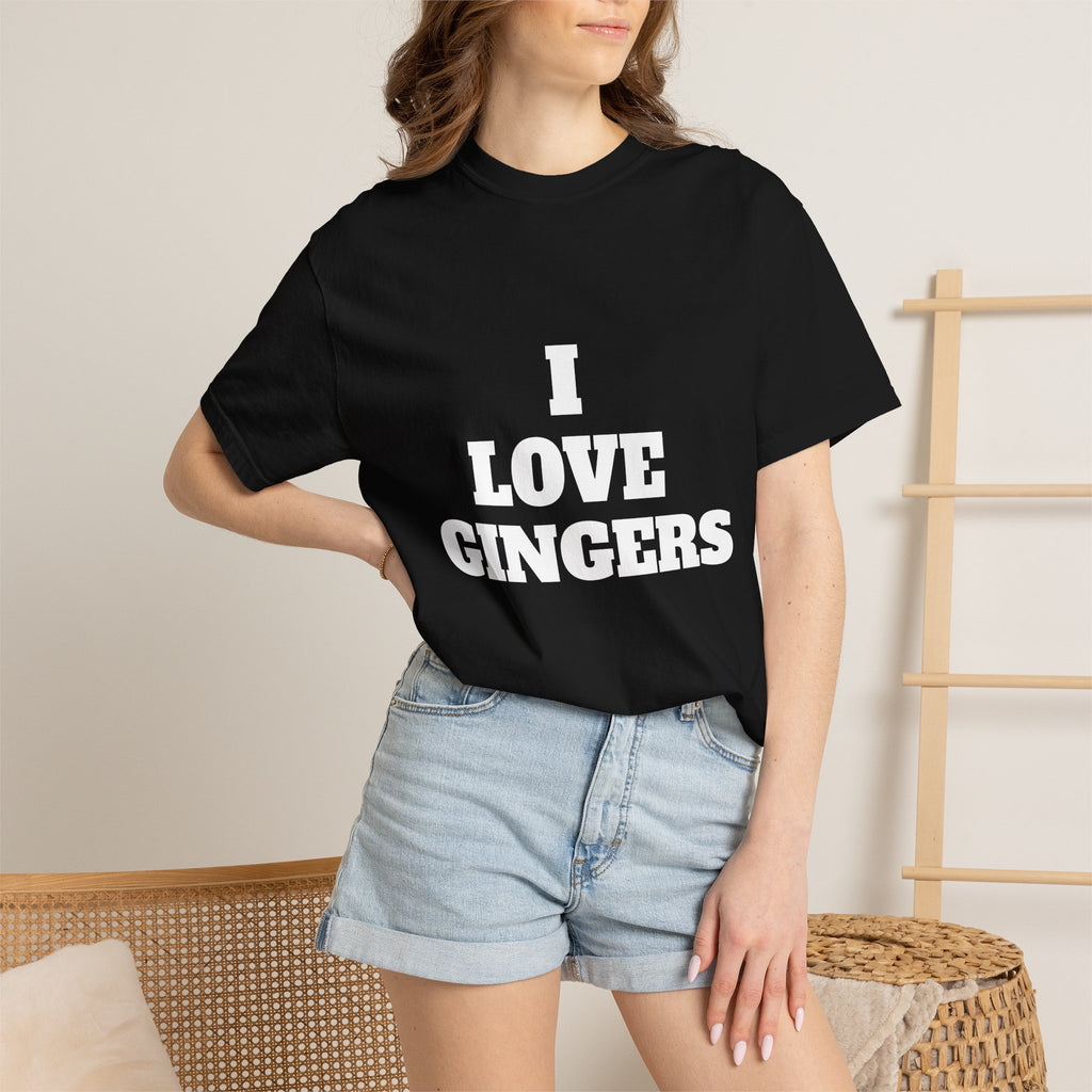 I Love Gingers T-Shirt — Funny Retro Text Tee for Ginger Lovers