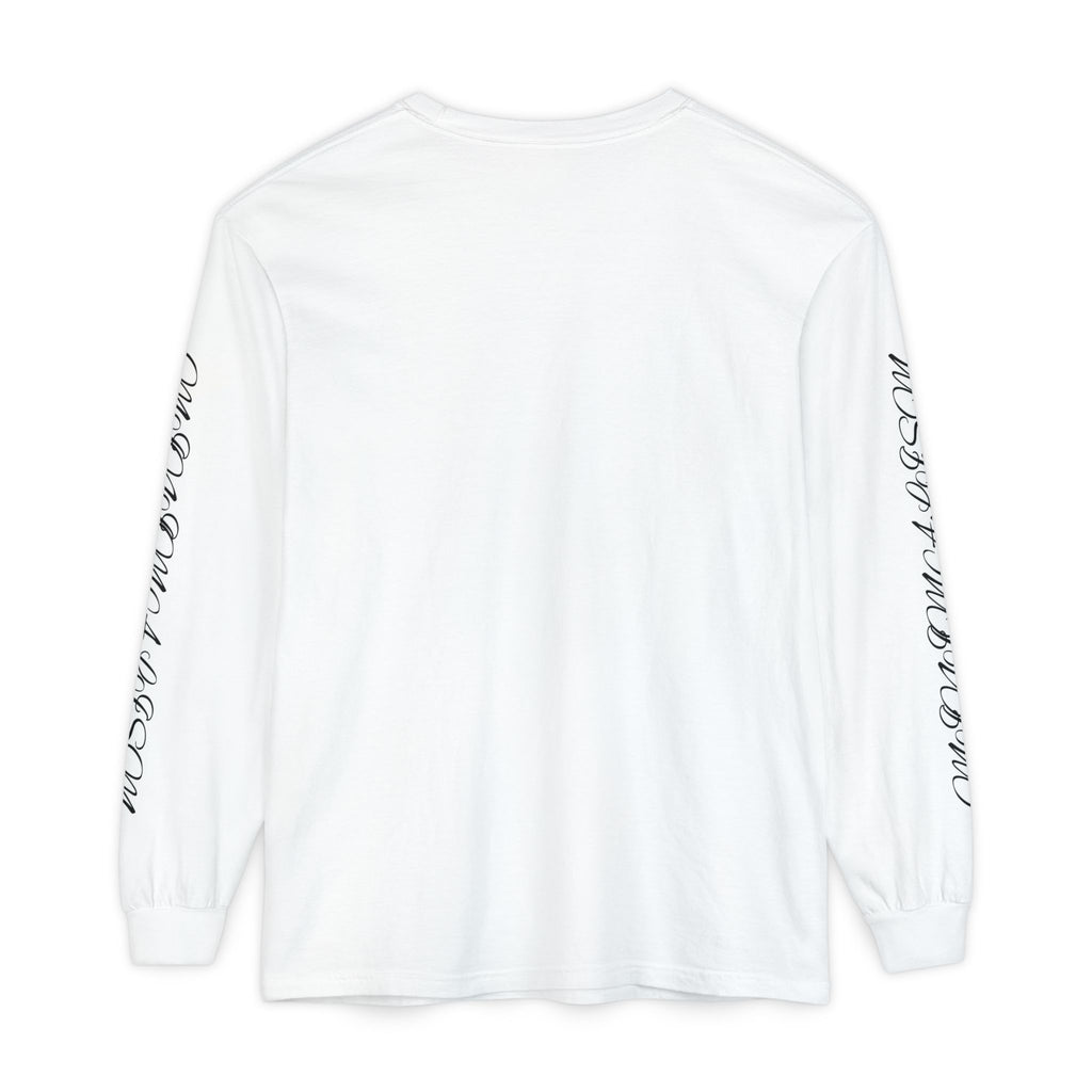 Minimalism Cursive Long Sleeve T-Shirt — Minimal Script Vertical Chest Print